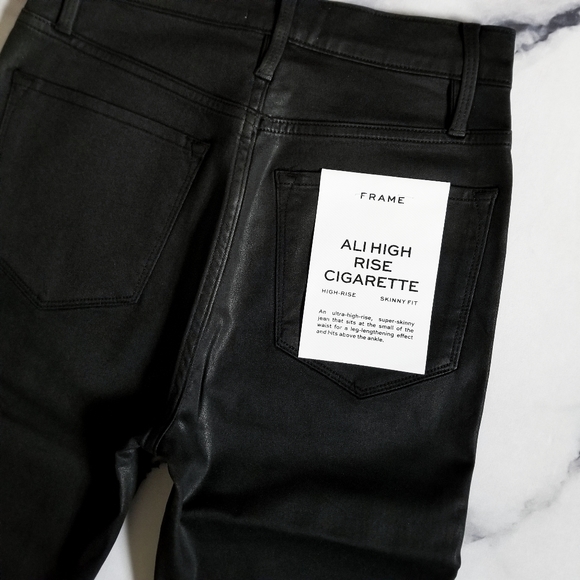 Frame Ali High Rise Cigarette Jean in Noir Coated - Picture 14 of 14